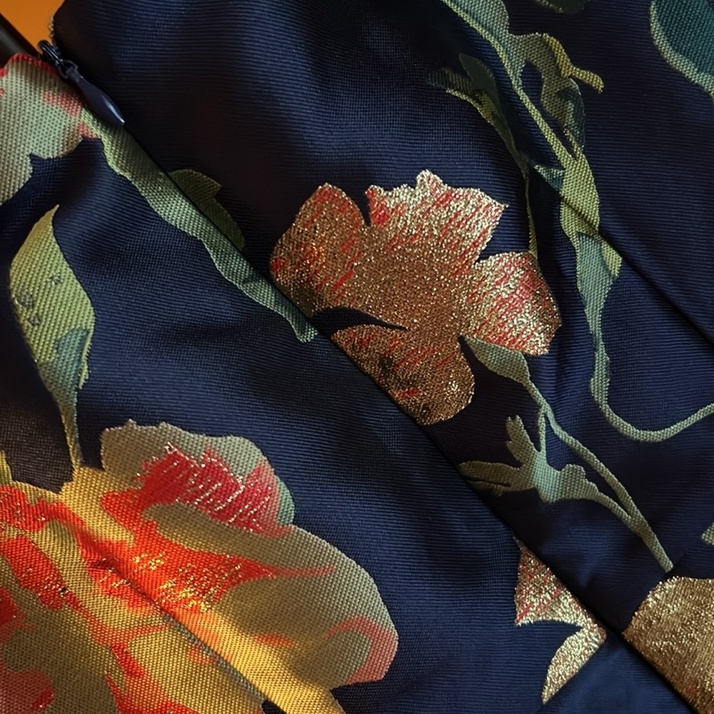 LULU’S “So Stunning Navy Blue Floral Jacquard Puff Sleeve Mini Dress” - Picture 10 of 16